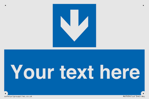 Custom Mandatory directional sign, blue arrow down